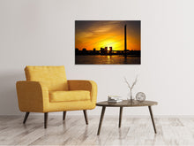 Load image into Gallery viewer, Canvas print Skyline Dusseldorf at sunset
