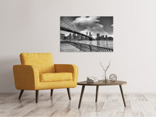 Load image into Gallery viewer, Canvas print Skyline Black And White Photography Brooklyn Bridge NY
