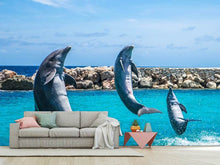 Load image into Gallery viewer, Photo Wallpaper 3 dolphins
