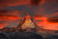 Photo Wallpaper Mountains of Switzerland at sunset