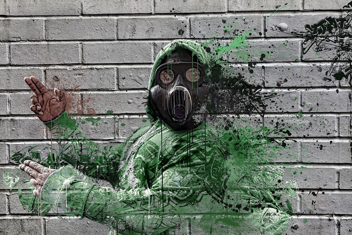 Photo Wallpaper Graffiti gas mask
