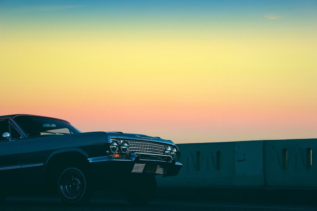 Photo Wallpaper Vintage car in the evening light
