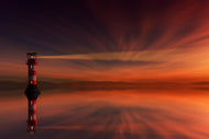 Photo Wallpaper Red sky at the lighthouse