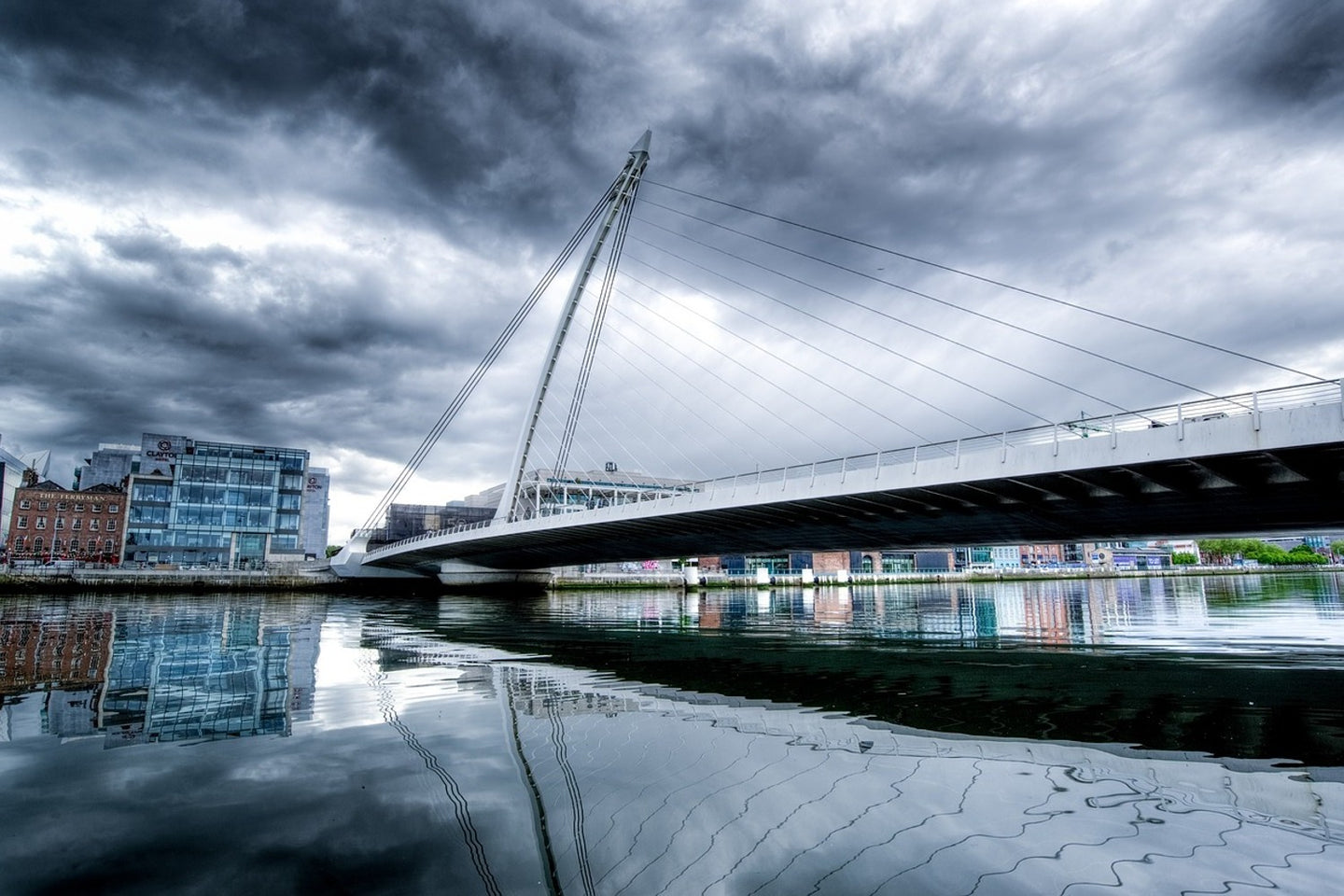 Photo Wallpaper Samuel Beckett Bridge with clouds