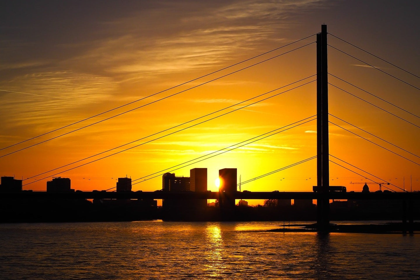 Photo Wallpaper Skyline Dusseldorf at sunset