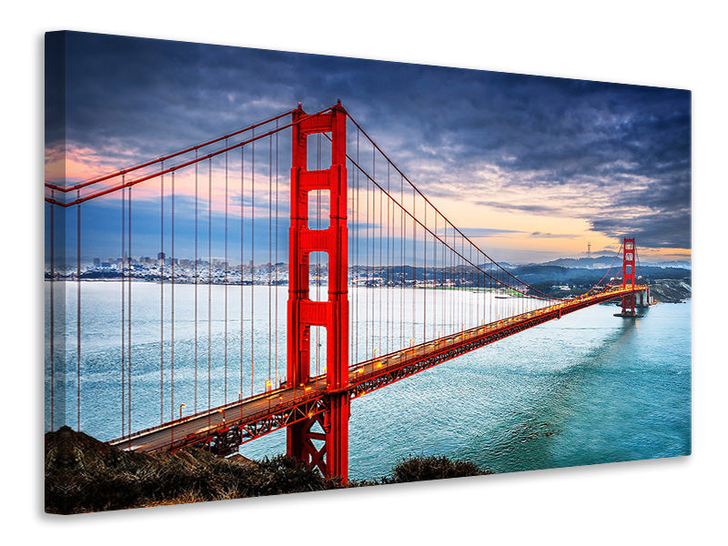 Canvas print The Golden Gate Bridge At Sunset