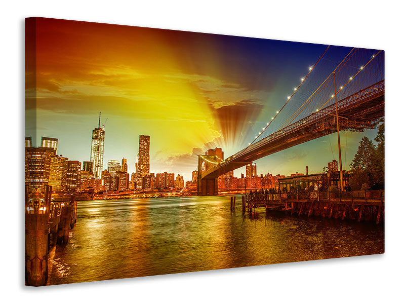 Canvas print Skyline Brooklyn Bridge NY