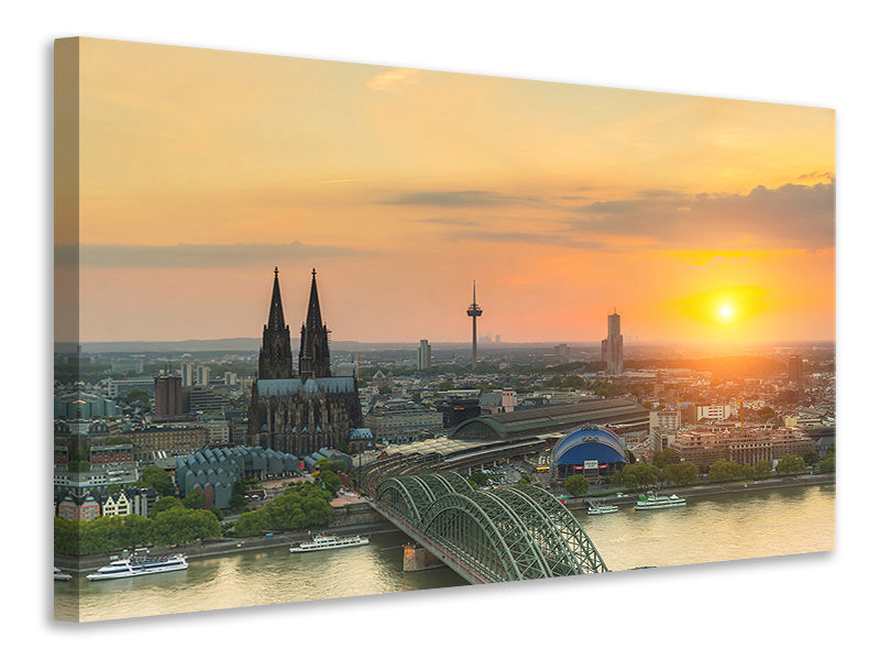 Canvas print Skyline Cologne At Sunset