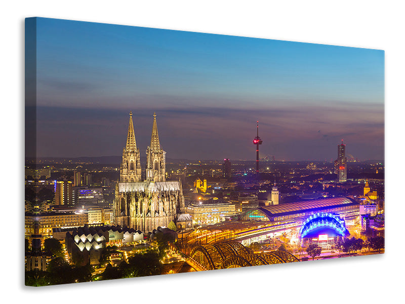 Canvas print Skyline Cologne Cathedral At Night
