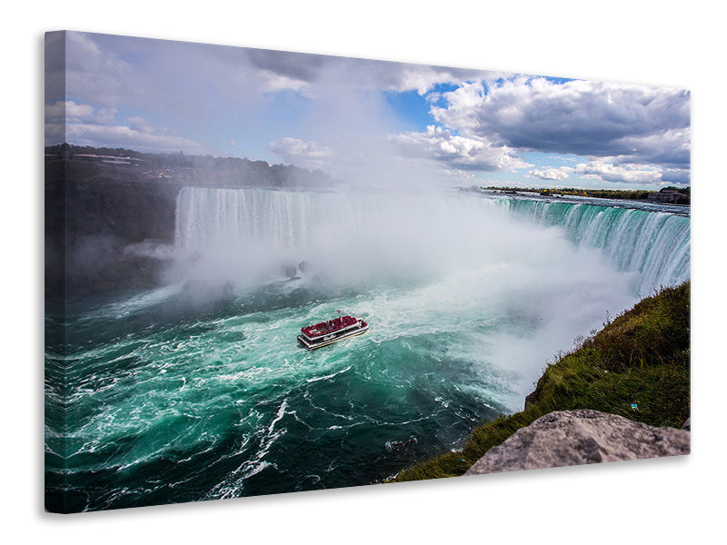 Canvas print Action at the waterfall