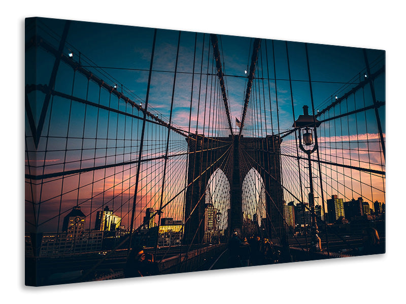 Canvas print Brooklyn Bridge in the evening light