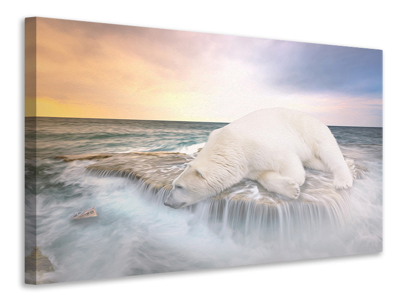 Canvas print The polar bear and the sea