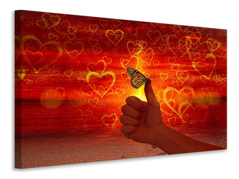 Canvas print The butterfly and the love