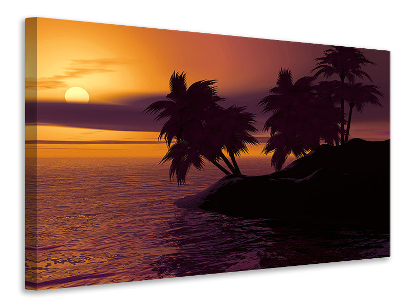 Canvas print The lonely island in the sunset