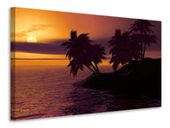 Canvas print The lonely island in the sunset