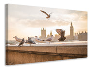 Canvas print The pigeons on the roof