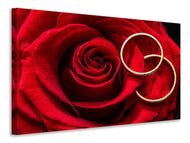 Canvas print Wedding rings on the rose