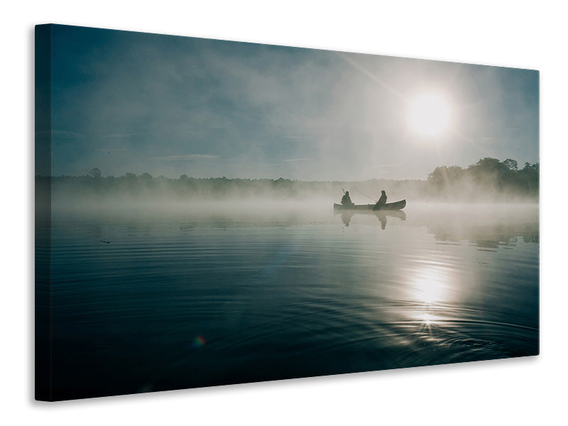 Canvas print Fisherman in the sunrise