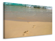 Canvas print Footprints into the sea