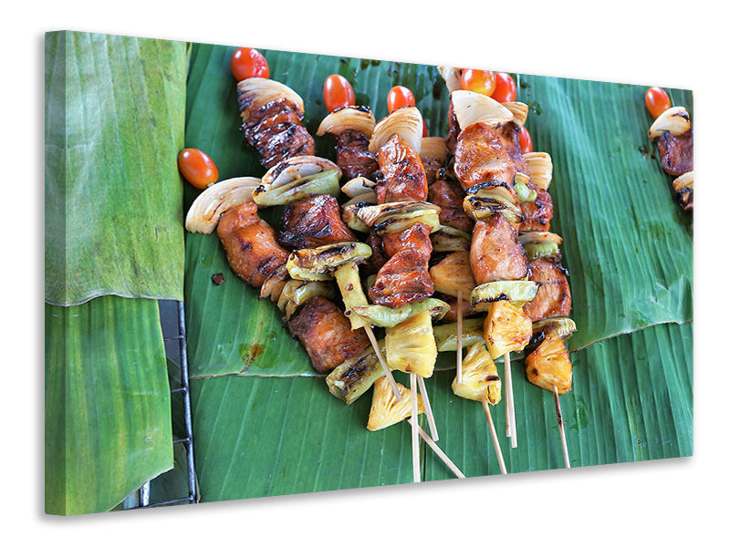 Canvas print Grilled meat kebab
