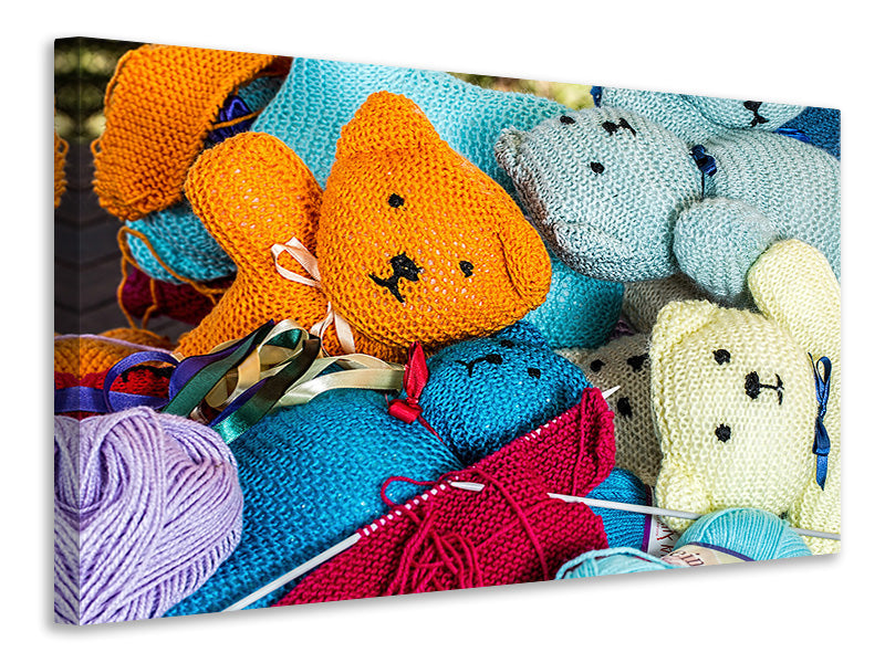 Canvas print Knitted Teddies