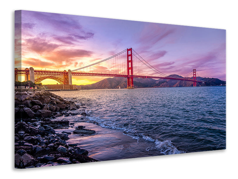 Canvas print Golden Gate in the evening