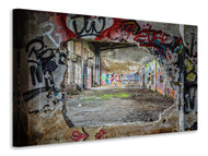 Canvas print Graffiti in old warehouse
