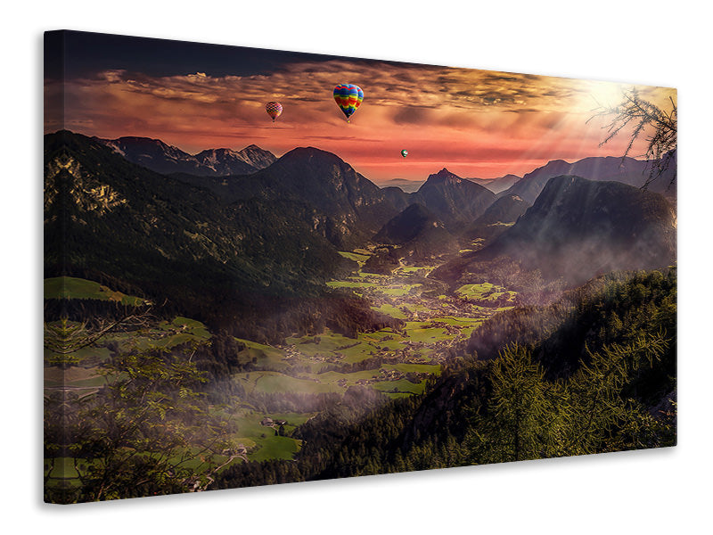 Canvas print Hot air balloons in the sunset