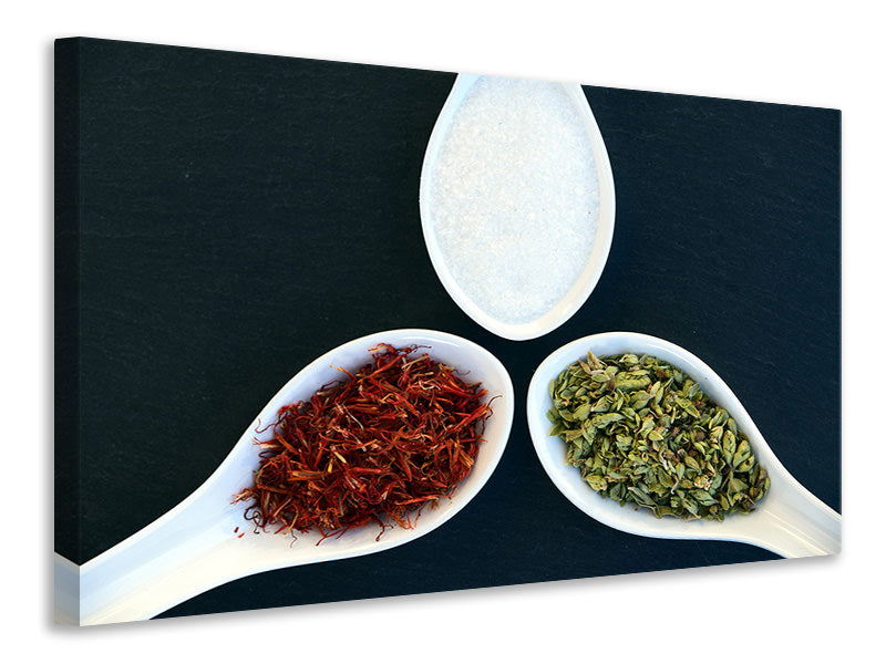Canvas print Italian spice spoons