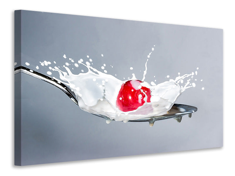 Canvas print Cherry with milk