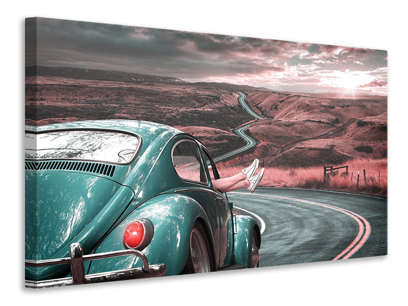 Canvas print On the road with the classic car