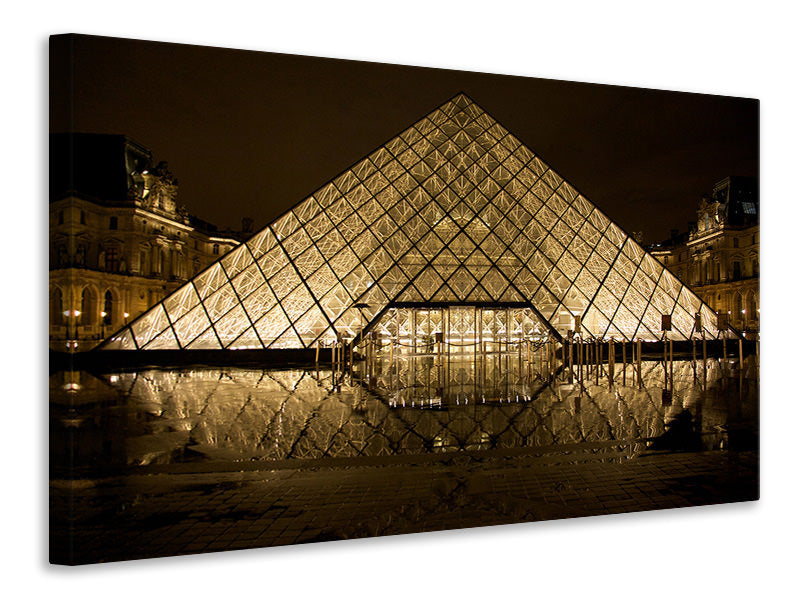 Canvas print At night at the Louvre