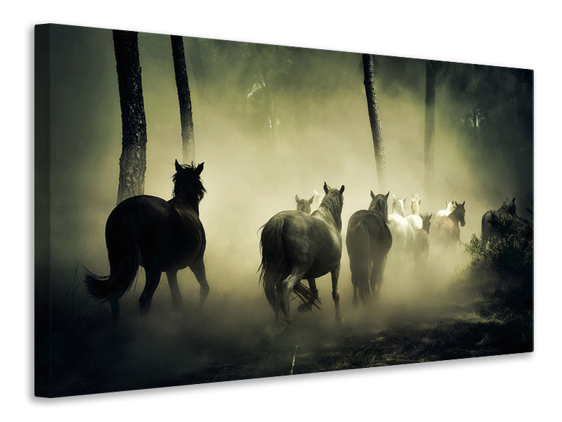 Canvas print Horses in the forest