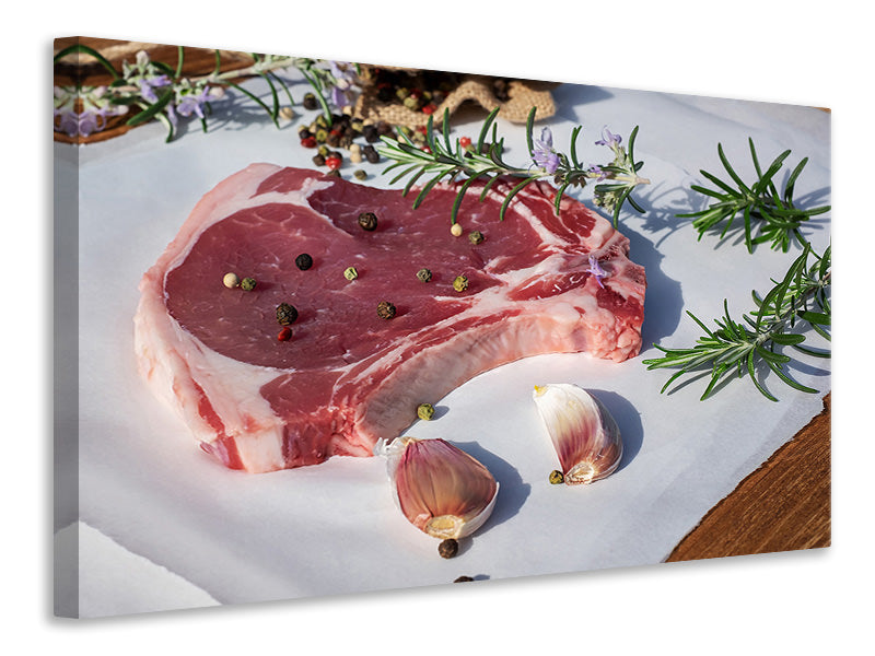 Canvas print Raw veal cutlet