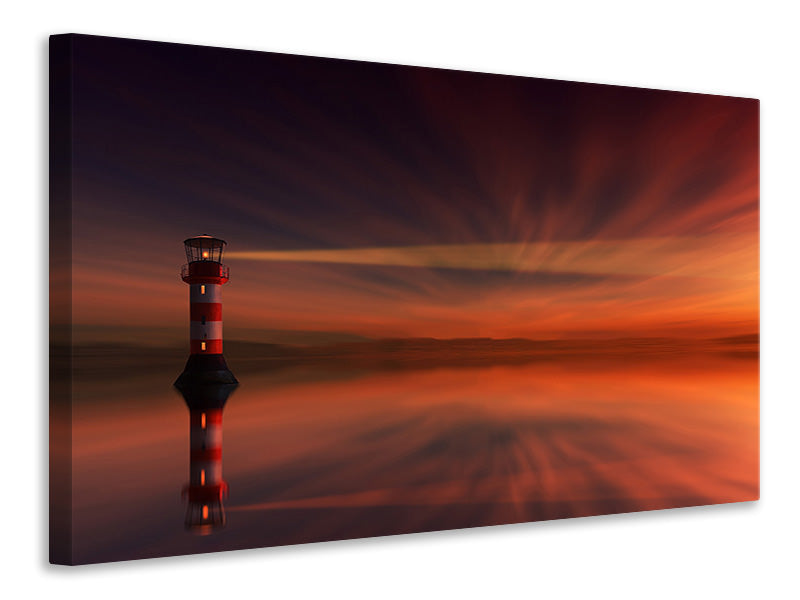 Canvas print Red sky at the lighthouse