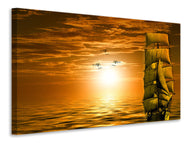 Canvas print Sailing ship in the sunset