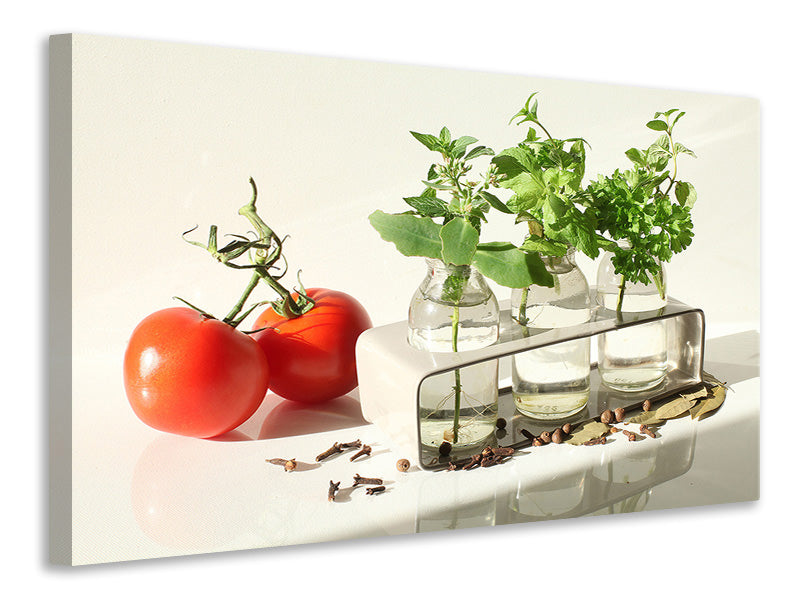 Canvas print Tomatoes and herbs