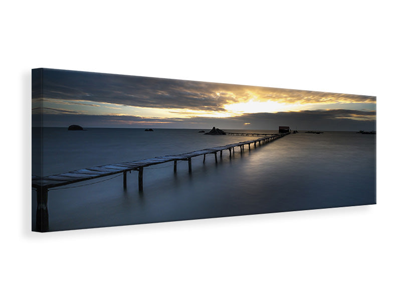 Panoramic Canvas Print Evening mood on the long jetty