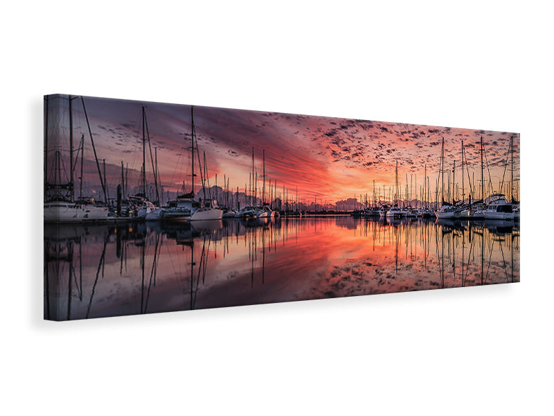 Panoramic Canvas Print Evening mood in the harbor