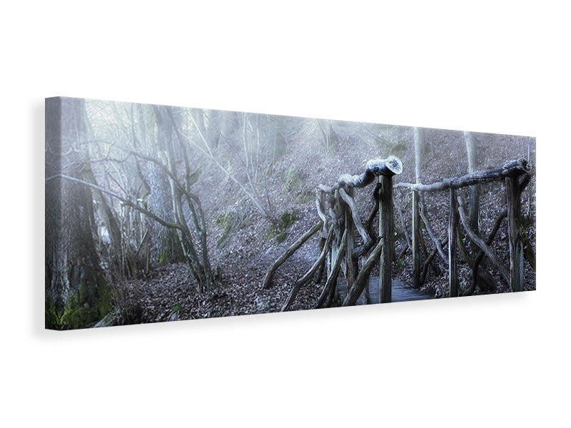 Panoramic Canvas Print Old wooden bridge in the forest