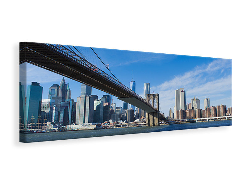 Panoramic Canvas Print Brooklyn Bridge in sunshine