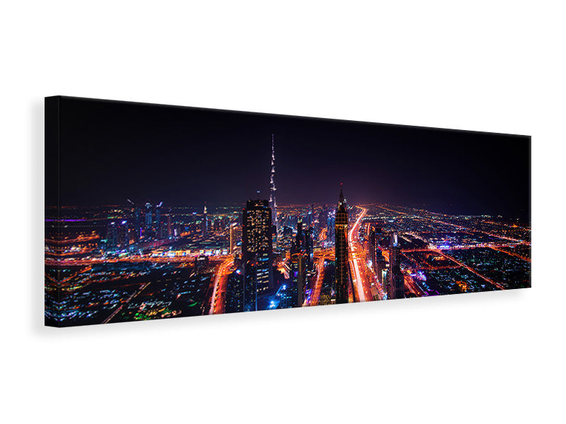 Panoramic Canvas Print The colorful lights of Dubai