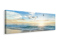 Panoramic Canvas Print The seagulls and the sea at sunrise