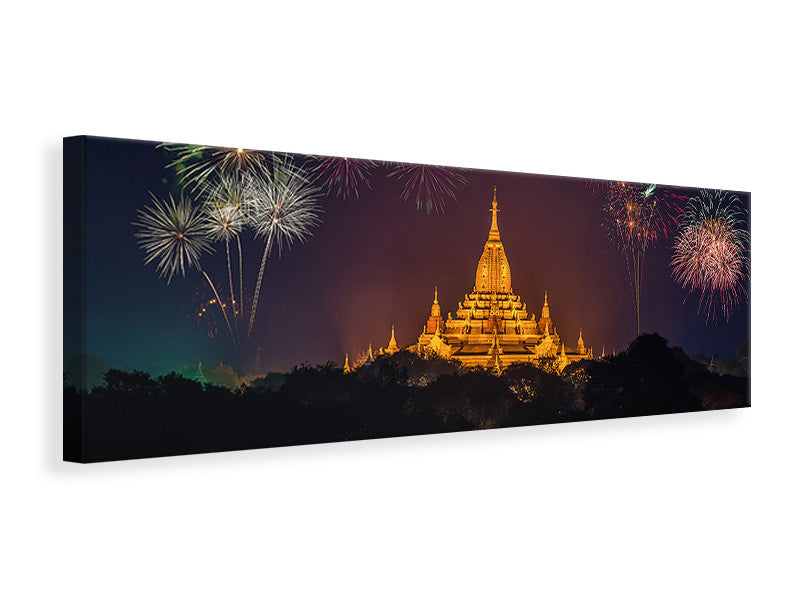Panoramic Canvas Print Fireworks at the temple