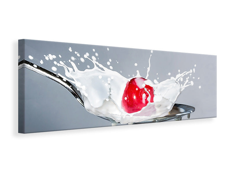 Panoramic Canvas Print Cherry with milk