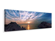 Load image into Gallery viewer, Panoramic Canvas Print Moody sunset at the sea
